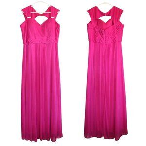 NWT Cinderella A Line Maxi Dress Bead Accented Fuchsia Gown Size 2XL Bridesmaid